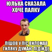 юлька сказала хоче палку пішов у ліс виломав гиляку думаю підійде