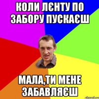 коли лєнту по забору пускаєш мала,ти мене забавляєш