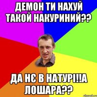 Демон ти нахуй такой накуриний?? Да нє в натурі!!а лошара??