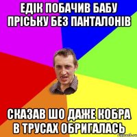 Едік побачив бабу Пріську без панталонів Сказав шо даже кобра в трусах обригалась