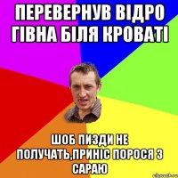 Перевернув відро гівна біля кроваті Шоб пизди не получать,приніс порося з сараю