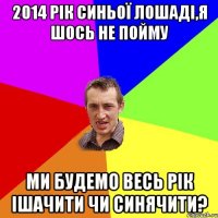 2014 рік синьої лошаді,я шось не пойму ми будемо весь рік ішачити чи синячити?