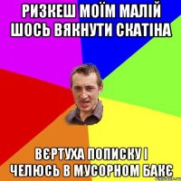 Ризкеш моїм малій шось вякнути скатіна Вєртуха пописку і челюсь в мусорном бакє