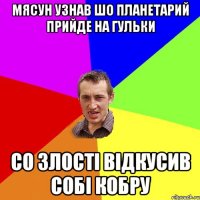 мясун узнав шо планетарий прийде на гульки со злостi вiдкусив собi кобру