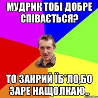 мудрик тобі добре співається? то закрий їб*ло,бо заре нащолкаю..