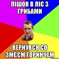 пішов в ліс з грибами вернувся со змєєм горинчем