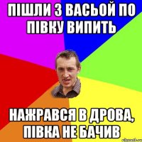 Пішли з васьой по півку випить нажрався в дрова, півка не бачив