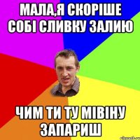 МАЛА,Я СКОРІШЕ СОБІ СЛИВКУ ЗАЛИЮ ЧИМ ТИ ТУ МІВІНУ ЗАПАРИШ