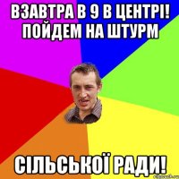 взавтра в 9 в центрі! пойдем на штурм сільської ради!