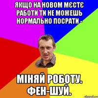 якщо на новом мєстє работи ти не можешь нормально посрати - міняй роботу. фен-шуй.