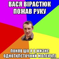 Вася Вірастюк пожав руку поняв шо я в жизнє однотклєточний молекул)