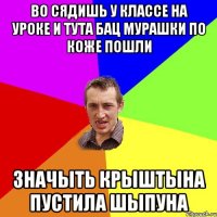 во сядишь у классе на уроке и тута бац мурашки по коже пошли значыть крыштына пустила шыпуна