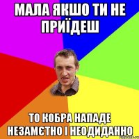 мала якшо ти не приїдеш то кобра нападе незамєтно і неодиданно