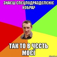 Знаєш спєцподраздєлєніє кобра? Так то в чєсть моєї