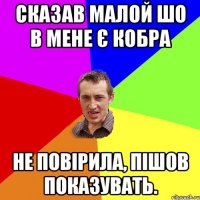 СКАЗАВ МАЛОЙ ШО В МЕНЕ Є КОБРА НЕ ПОВІРИЛА, ПІШОВ ПОКАЗУВАТЬ.