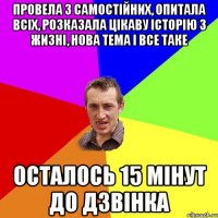 провела 3 самостійних, опитала всіх, розказала цікаву історію з жизні, нова тема і все таке осталось 15 мінут до дзвінка