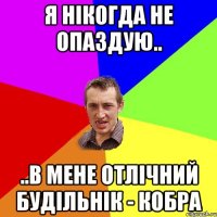 я нікогда не опаздую.. ..в мене отлічний будільнік - кобра