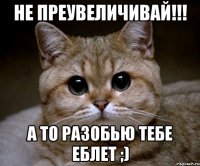 НЕ ПРЕУВЕЛИЧИВАЙ!!! А то разобью тебе ЕБЛЕТ ;)