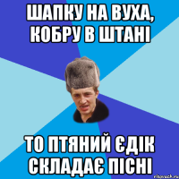 ШАПКУ НА ВУХА, КОБРУ В ШТАНІ ТО ПТЯНИЙ ЄДІК СКЛАДАЄ ПІСНІ