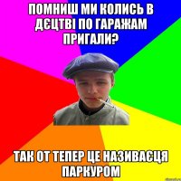 помниш ми колись в дєцтві по гаражам пригали? так от тепер це називаєця паркуром