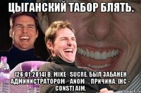 Цыганский табор блять. [26:01:2014] B: Mike_Sucre. был забанен администратором _anom_, причина: [HC - const] aim.