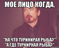 Мое лицо когда, "На что туринирая рыба?" "А где турнирная рыба?"