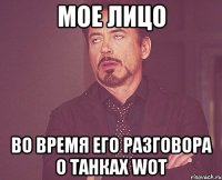 мое лицо во время его разговора О ТАНКАХ WOT