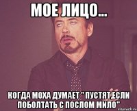 мое лицо... когда моха думает " Пустят,если поболтать с послом мило"