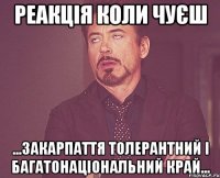 реакція коли чуєш ...ЗАКАРПАТТЯ ТОЛЕРАНТНИЙ І БАГАТОНАЦІОНАЛЬНИЙ КРАЙ...