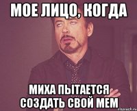 Мое лицо, когда Миха пытается создать свой мем