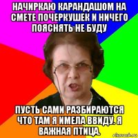 Начиркаю карандашом на смете почеркушек и ничего пояснять не буду Пусть сами разбираются что там я имела ввиду. Я важная птица.