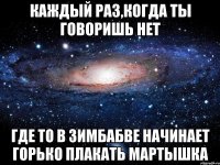 Каждый раз,когда ты говоришь НЕТ Где то в Зимбабве начинает горько плакать мартышка