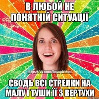 В ЛЮБОЙ НЕ ПОНЯТНІЙ СИТУАЦІЇ СВОДЬ ВСІ СТРЕЛКИ НА МАЛУ І ТУШИ ЇЇ З ВЕРТУХИ