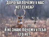 -дорогая,почему у нас нет секса? -Я не знаю почему у тебя его нет.