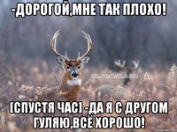 -дорогой,мне так плохо! [спустя час] -да я с другом гуляю,всё хорошо!