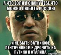 А что если я скажу тебе что можно любить Россию и не быть ватником, ленточником и дрочить на путина и сталина.