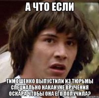 А ЧТО ЕСЛИ ТИМОШЕНКО ВЫПУСТИЛИ ИЗ ТЮРЬМЫ СПЕЦИАЛЬНО НАКАНУНЕ ВРУЧЕНИЯ ОСКАРА ЧТОБЫ ОНА ЕГО ПОЛУЧИЛА?