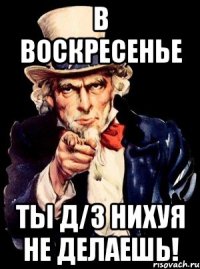 в воскресенье ты д/з нихуя не делаешь!