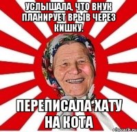 Услышала, что внук планирует врыв через кишку. Переписала хату на кота