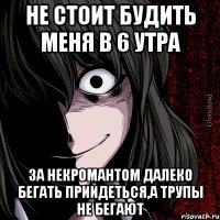 не стоит будить меня в 6 утра за некромантом далеко бегать прийдеться,а трупы не бегают