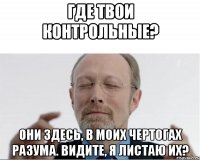 Где твои контрольные? Они здесь, в моих чертогах разума. Видите, я листаю их?