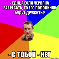 - Едік, а если червяка разрезать, то его половинки будут дружить? - С тобой - нет