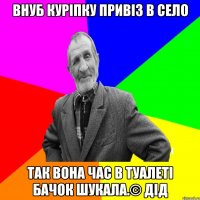 Внуб куріпку привіз в село так вона час в туалеті бачок шукала.© Дід