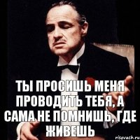 ты просишь меня проводить тебя, а сама не помнишь, где живешь