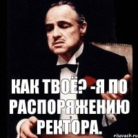 Как твоё? -Я по распоряжению ректора.