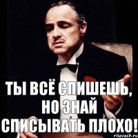 ты всё спишешь, но знай списывать плохо!