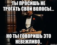 Ты просишь не трогать свой волосы... Но ты говоришь это невежливо..