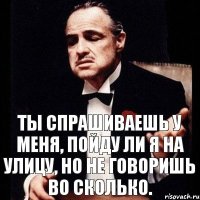 Ты спрашиваешь у меня, пойду ли я на улицу, но не говоришь во сколько.