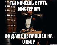 Ты хочешь стать Мистером но даже не пришёл на отбор