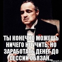 Ты конечно можешь ничего не учить, но заработать денег до сессии обязан...